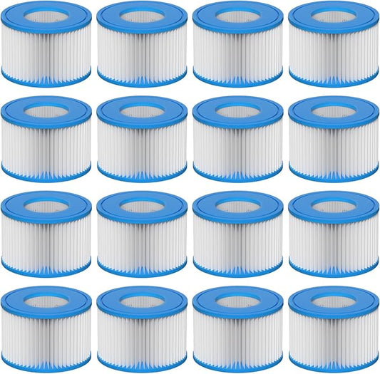Type VI Hot Tub Filter Cartridge Comapatible with Lay-Z-Spa, Coleman 90352E, 58323E, 58323 Swimming Pool Pump, 16 Pack