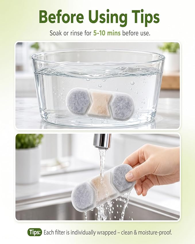12 Pack Dog Water Fountain Filters Replacement Compatible with Zuqqony DYSJ01 12L MAILOFY WF120 WF160 FIYOVA Stainless Steel Automatic Pet Dispenser, 5-Layer Water Softener Carbon Filter, 6-Month Set