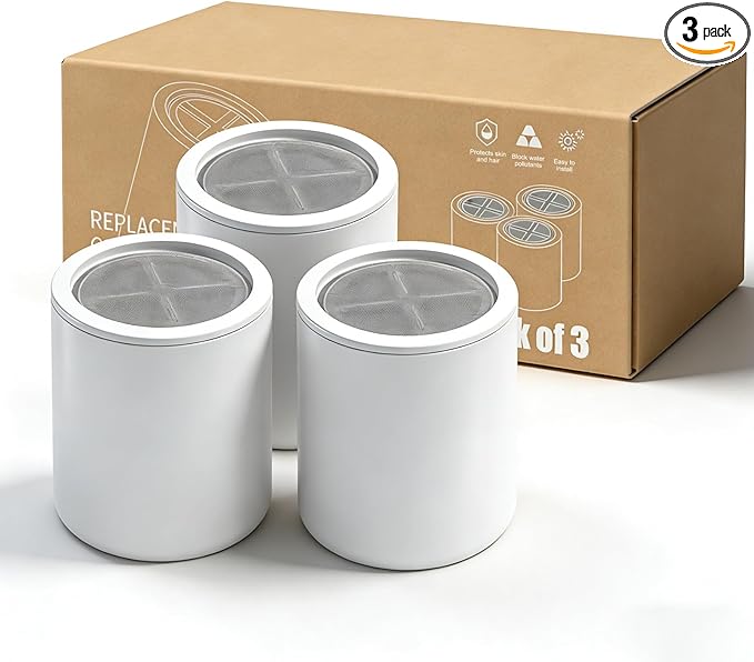 Shower Head Replacement Filter Cartridges Compatible with Eskiin Shower Head, Removes Hard Water & Chlorine, Enhances Water Softening & Purification (3 PACK)