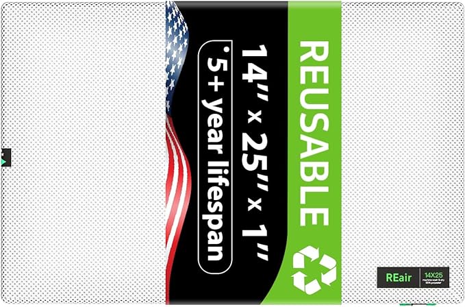 Reair 14x25x1 Extra Replacement Filter without Frame, Washable and Reusable Air Filter 14x25x1 for AC HVAC Furnace, MERV 8 Air Filters Machine Washable, AC Furnace Air Filter without Frame