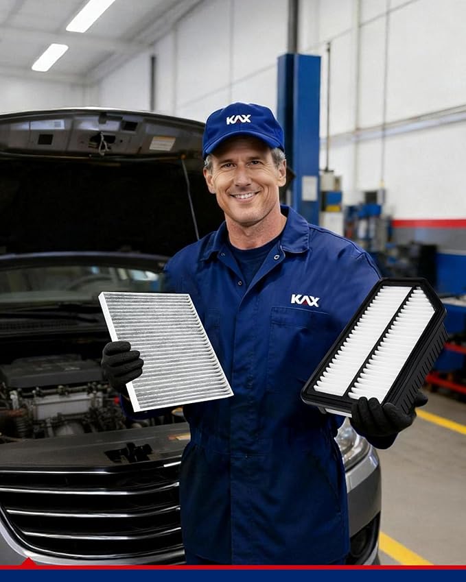 KAX Engine & Cabin Air Filter Kit, Replacement for Hyundai Accent, Veloster, Kia Rio 2012-2017, Replace# CA11206 CF10709