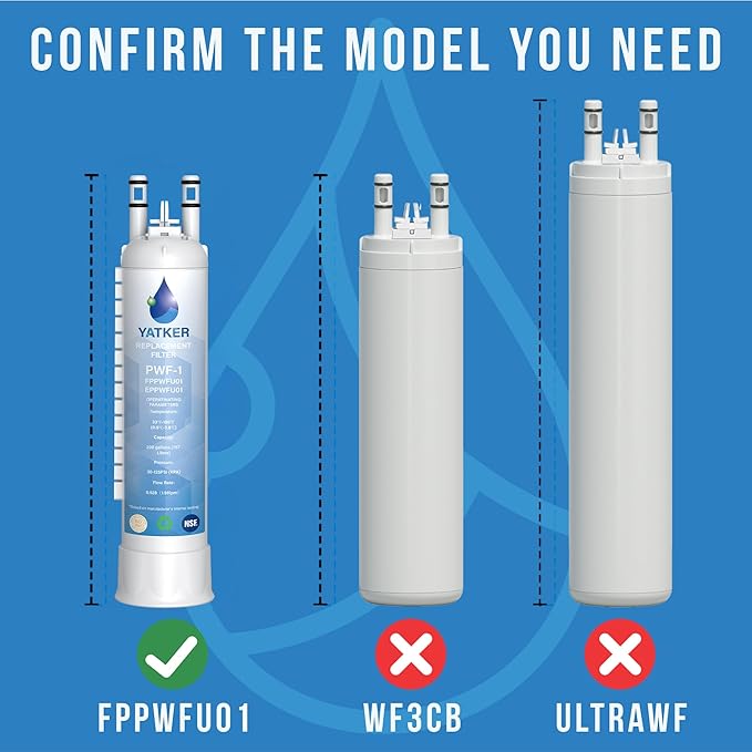 FPPWFU01 Water Filter Replacement for Frigidaire FPPWFU01 Water Filter, Compatible with PurePour PWF-1,EPPWF01 PureAdvantage PWF-1 (3-Pack)