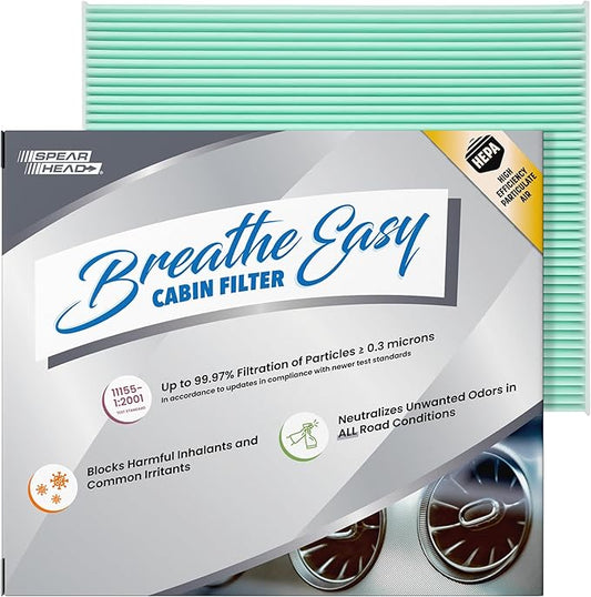 Spearhead HEPA Breathe Easy Cabin Filter, Up to 99.97% Filtration of 0.3 Micron Particles w/No Airflow Reduction (BE-775H)