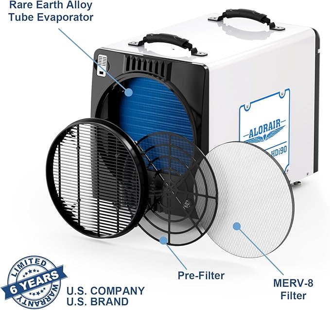 ALORAIR Duct-able Version Basement/Crawl Space Dehumidifiers 198 PPD Commercial Industrial Dehumidifier with Pump and Drain Hose, Auto Defrosting