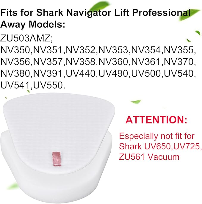 Replacement Filters Set for Shark Navigator Lift-Away Vacuum NV350, NV351, NV352, NV355, NV356, NV356E, NV357, NV360, NV370, NV391, UV440, UV490, UV540,ZU503AMZ,Part XFF350,2 Felt + 2 Foam
