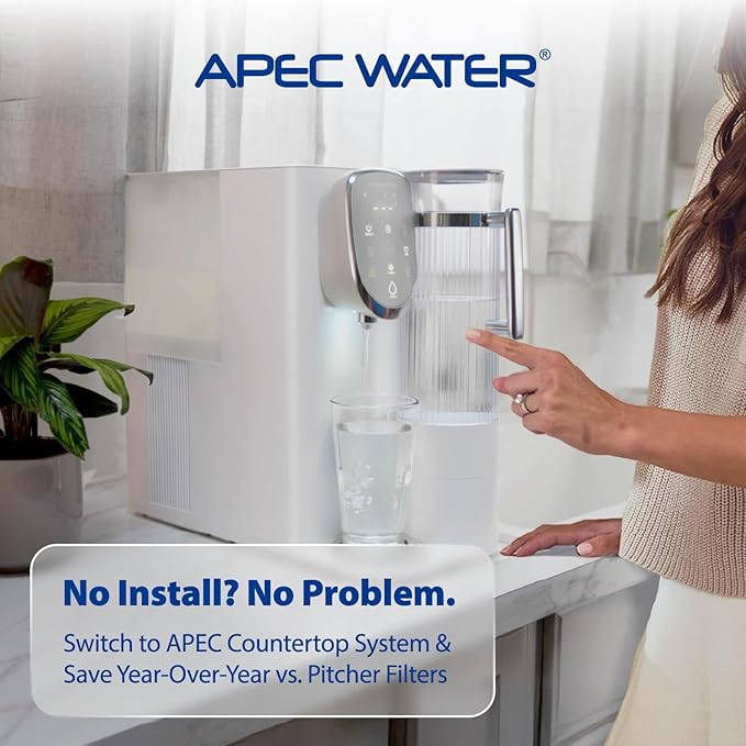 APEC Water ROES-PH75, 6-Stage Alkaline Under Sink Reverse Osmosis Water Filter System, NSF Certified 372 & 58, 75 GPD, Reduces 99% of Impurities