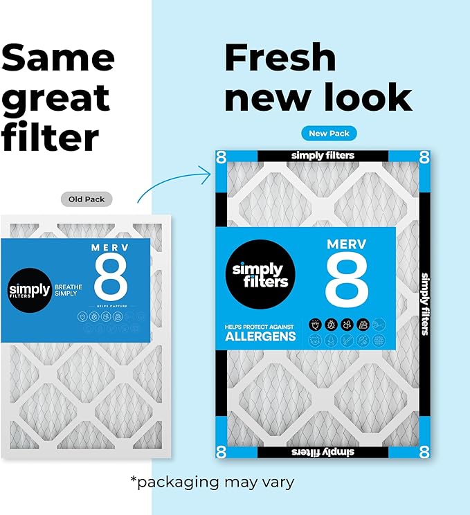 Simply 13x22x1 Air Filter, Merv 8, 4 Pack, For Home AC Furnace & HVAC (Actual Size: 12.75"x21.75"x0.75") DUST, Pet, & Allergy Control