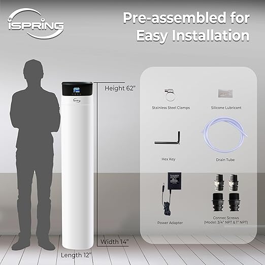 iSpring Elite Series Whole House Central Water Filtration System with Automatic Control Head, Reduces Chlorine, Chloramine, PFAS, Lead, Model: WCF200K