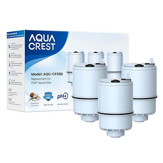 [Alkaline] AQUA CREST CF08D Faucet Filter, Compatible with All PUR® Plus Water Filter, PUR® Plus RF9999® Faucet Water Filter, 6-Month, 900-Gallon, 3 Pack