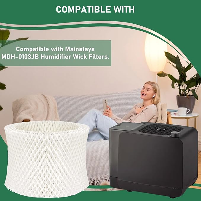 MDH-0103JB Humidifier Wicking Filter Replacement Compatible with Mainstays MDH-0103JB Humidifier Wick Filters, 4 Pack