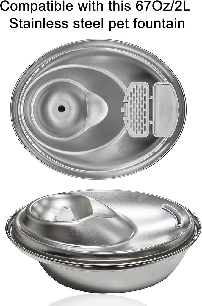 Cat Water Fountain Filter for 67Oz Satainless Steel Pet fountain, Dog Cat Fountain Filter Replacement with Pump Sponges (8filters&8sponges)