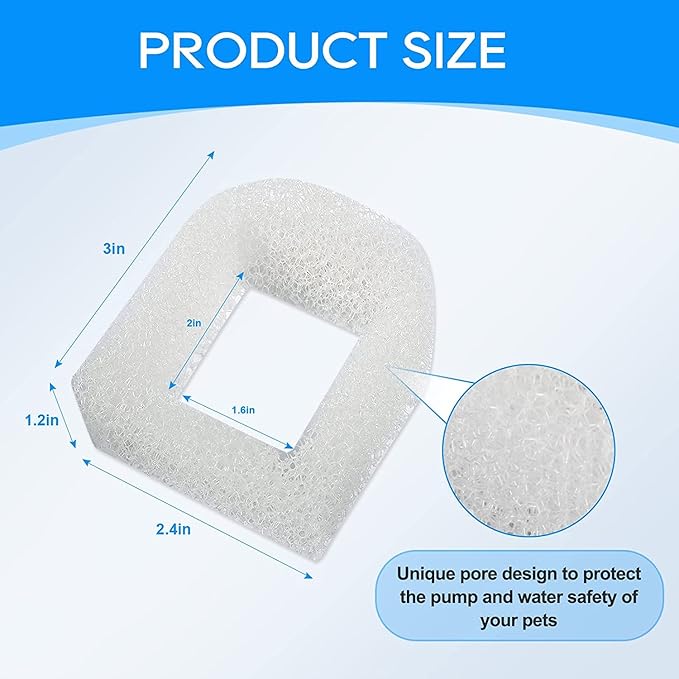 Cat Water Fountain Filter Compatible with Petsafe Water Fountain, for Drinkwell Pet Fountain Filters, Replacement Foam Filters for 360 Pet Fountain Seaside Pagoda 1/2 Gallon Fountains 8PCS