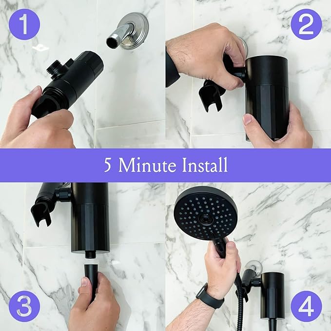 Sproos! - Handheld Showerhead with Filter Set, High Performance Filtration System for Healthier Hair and Skin, Extra Long 70 Inch Hose, 3 Customized Spray Functions, Green