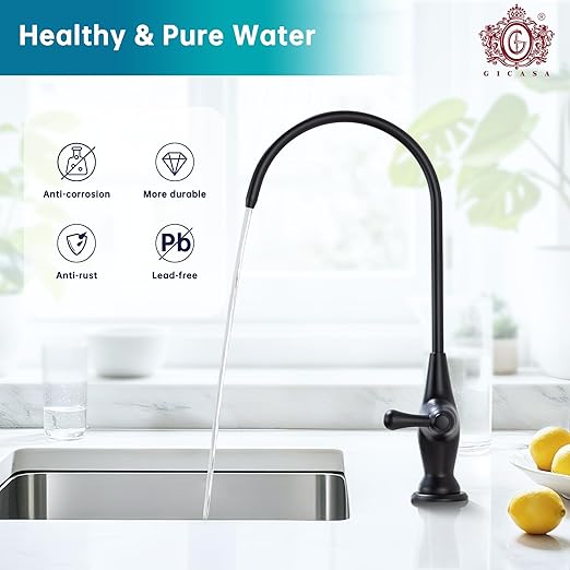 Sink Drinking Water Faucet, Sink Water Filter System, Suitable for Most Reverse Osmosis or Water Filtration Systems, Stainless Steel Reverse Osmosis Faucet for Kitchen Bar, Black