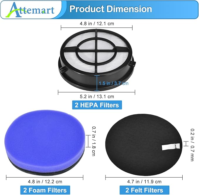 2790 Filter Replacement for Bissell Pet Hair Eraser Turbo Pro/Plus Vacuum 27909 2790W 2281 2461 3126 31269, for Bissell Pet Hair Eraser Turbo 2475, Replace to part # 1606751 & 1603437, 4 Pack