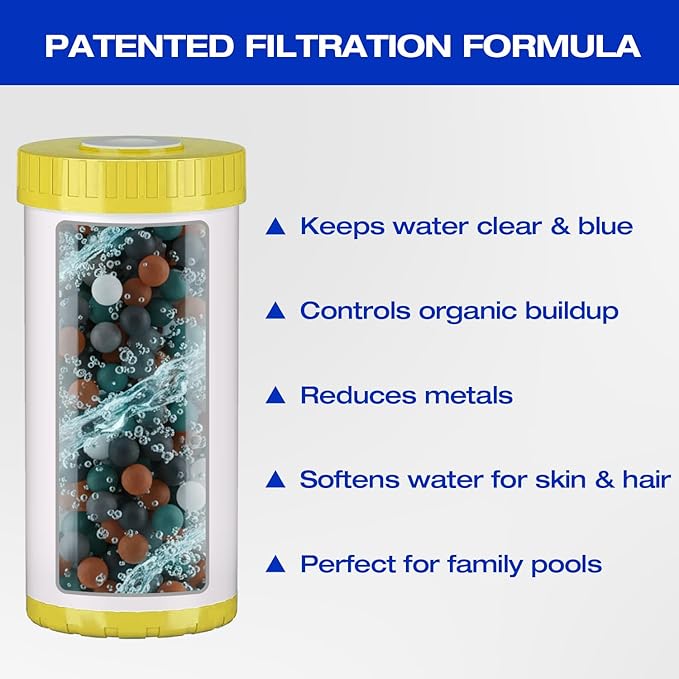 H&G Lifestyles Mineral Cartridge Pool Filter System Cycler,Above Ground Pool Cartridge Filter,Iron Filter for Well Water,Reduce Heavy Metal Chlorine,Inline Water Filtration System,Up to 50,000 Gallons