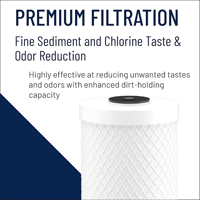 Pentair Pentek CBC-10 Carbon Block Water Filter, 10" x 2.5", Bonded Powdered Activated Carbon (PAC), 0.5 Micron, 20,000 Gallon Capacity, Pack of 2