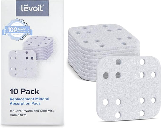LEVOIT Humidifier Replacement Filters 10-Pack, Mineral Absorption Pad,Compatible with LV600S,LV600HH,OasisMist450S,Capture Fine Particles in Water Tank to Improve Humidification Efficiency,White,18x24
