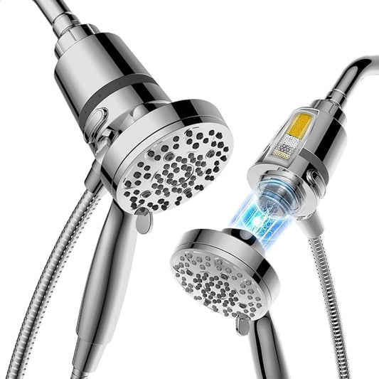 SANYCASA Filtered Shower Head with Handheld, Magnetic Docking System, High Pressure Handheld Shower Head with KDF Filter for Hard Water, 6 Spray Modes, Easy Installation – CP