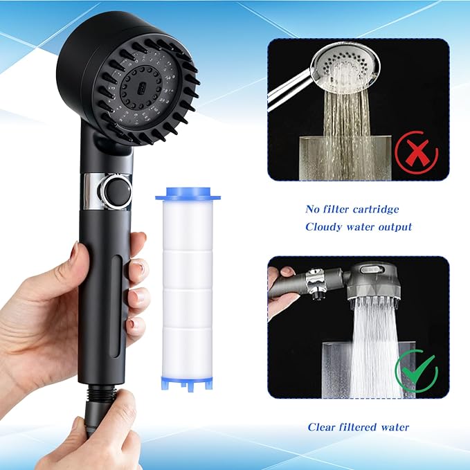 10 Pcs Shower Head Filter Replacement, 2.95"x0.94" Shower Head Filters, PP Cotton Showers Heads Filter Element Handheld Showerhead Filters