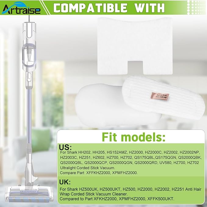 Artraise Filter Replacement for Shark Vertex Duo Clean PowerFins Corded Stick Vacuum UV580 HZ2000 HZ2002 HZ251 HZ602 HH200 HH202 HZ251 HS152AMZ HZ2003C, Compared to Part XFFKHZ2000 XPMFHZ2000