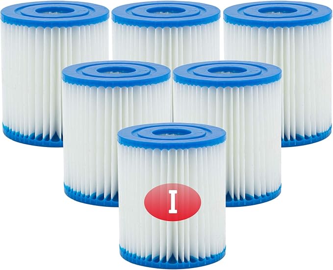Type I Pool Filter Cartridge, 3.11 x 3.48 Inch Size I for Swimming Pool Filter,Pool Filter Pumps Universal Replacements (6 Pcs)