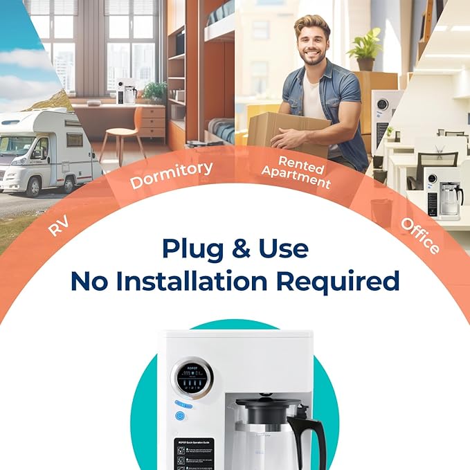 Bluevua RO100ROPOT Countertop Reverse Osmosis Water Filter System, Portable RO Filtration with Remineralization, No Installation, WQA Certified - ROPOT-UV, 6-Stage RO