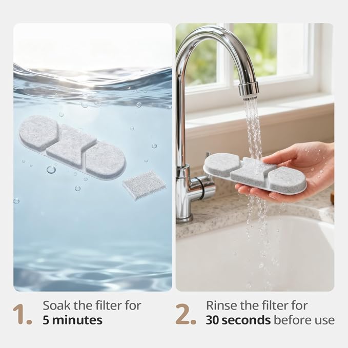 6 Packs Large Dogs Water Fountain Filters Specifically For The Models DYSJ01/FW120/WF160 With Capacities Of 4.2Gal/16L And 410oz/3.2Gal/12L Design And Production (6 Filters&6 Sponges)