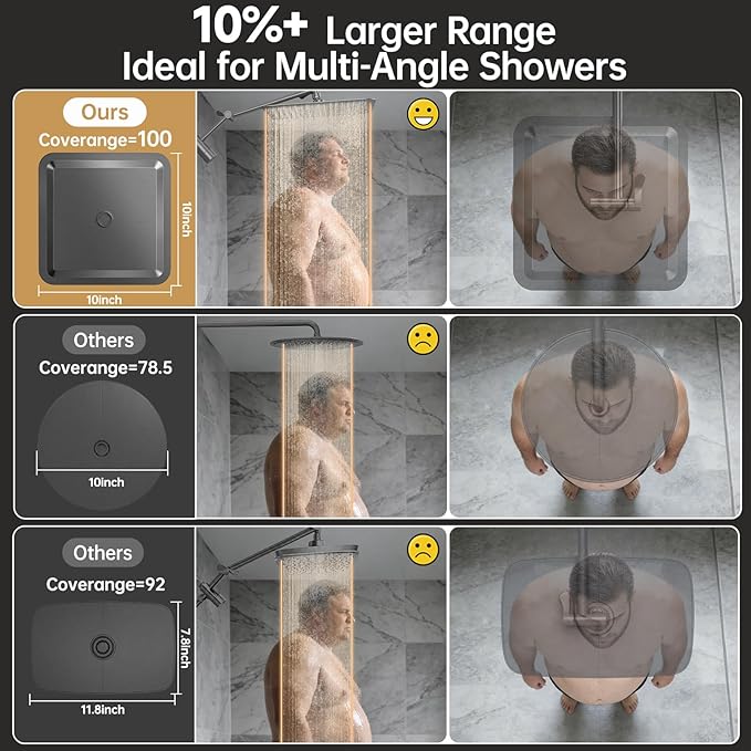 Veken All Metal 10" Gunmetal Gray Shower Head with Handheld, Luxurious Square Double Rain Shower Heads with Spray Combo, Dual High Pressure Detachable Rainfall Showerhead with Extension Arm, Long Hose