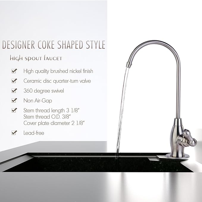 iSpring GK1-AB Reverse Osmosis Drinking Water Faucet, High Spout RO Faucet for Under Sink Water Filtration Systems,Antique Brass