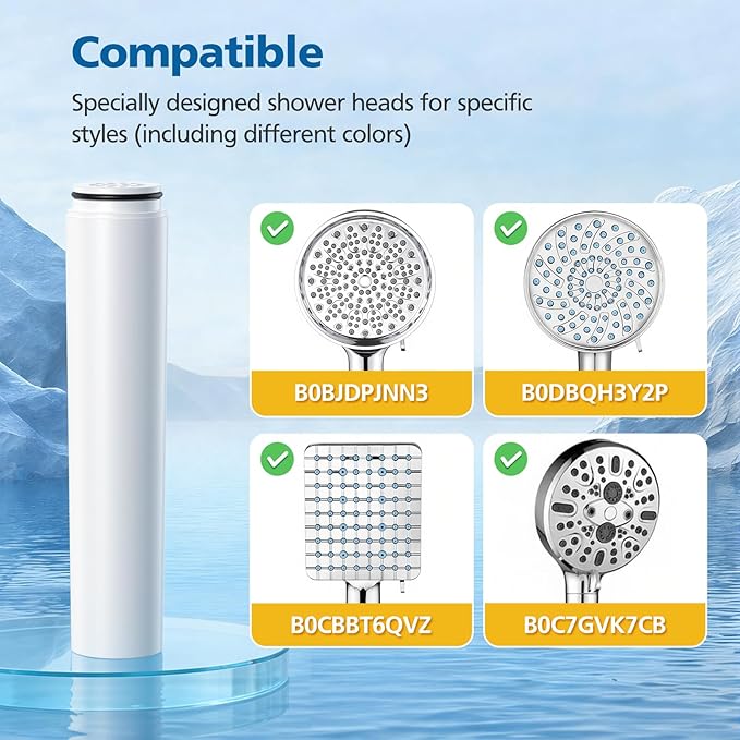 Shower Filter Compatible with Cobbe Handheld Shower Head, Water Filter for Water Softening, 6 Stage Replacement Filter with High Efficiency Filtration for Hard Water Chlorine Harmful Substance, 4 Pack