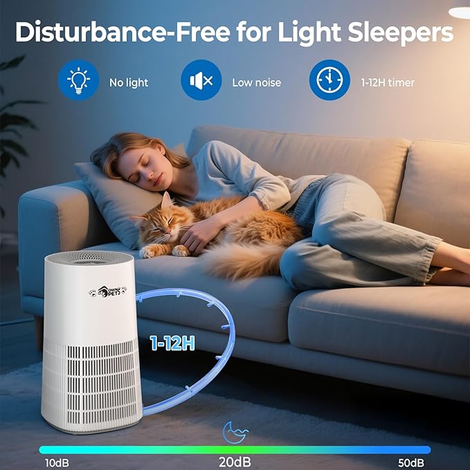 Ownpets Pet Air Purifier for Large Room Up to 2620 ft², H13 HEPA Washable Filter, Pet Odor Hair Dander Removal, Quiet Air Cleaner with Air Quality Monitor