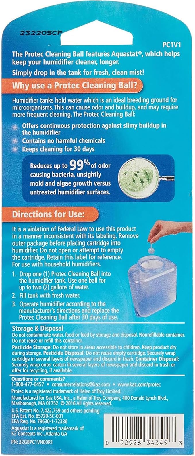 ProTec PC-2 Humidifier Tank Cleaning Cartridge, 2-Count Packages (1 pack of 2 cartridges)