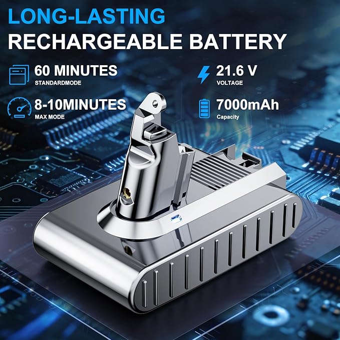 Bonacell 7000mAh Replacement for Dyson V6 Battery 21.6V Compatible with V6 Animal/Absolute/Motorhead/Fluffy SV03 SV04 SV05 SV06 SV07 SV09 DC58 DC59 DC61 DC62 DC72 DC74