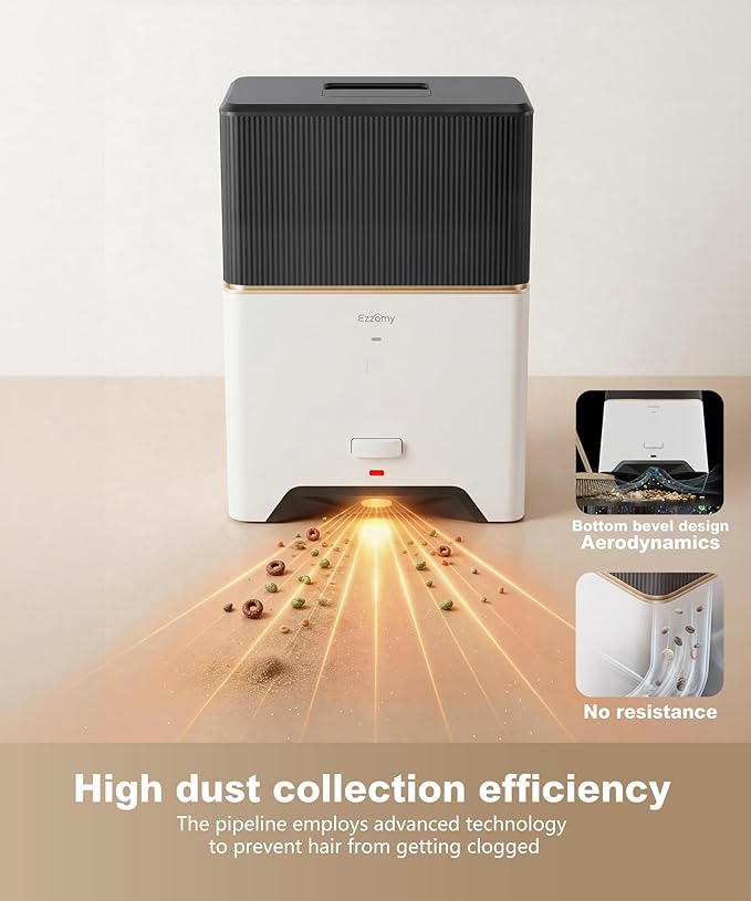 Touchless Vacuum Automatic Dustpan, Bagged Design with Replaceable Dust Bags, Up to 3-Month No Cleaning, 26,000Pa Powerful Suction, One-Touch Auto & Manual Mode for Pet Hair Kitchen & Salon