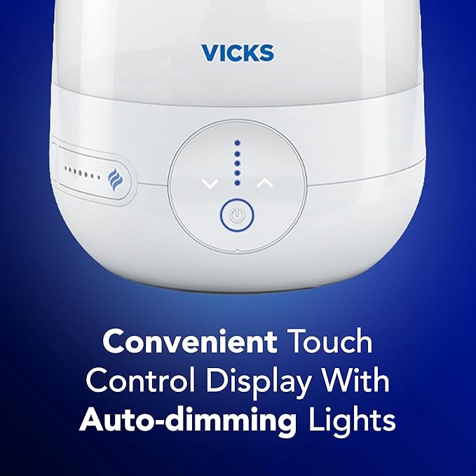 Vicks FilterFree Plus Cool Mist Plus Humidifier (VUL565), Medium Room –Filter-Free Cool Mist Humidifier for Baby, Kids and Adult Rooms, Works with Vicks VapoPads