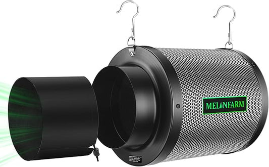 6" Air Carbon Filter Smelliness Control with Australia Virgin Charcoal, Odor Removal Carbon Filter for Grow Tent, Inline Fan, Hydroponics, Pre-Filter Included, Insulated Flange 6" x 11.8"