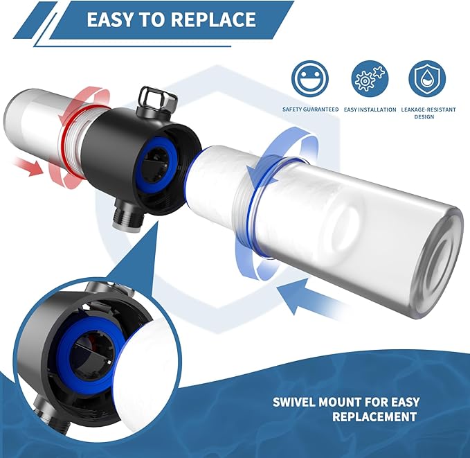 Replacement Filter Set for Weddell Duo - High-efficiency Shower Water Filtration System that Removes Chlorine/PFAS/Contaminants for Better Skin and Hair Health (4R+4B)