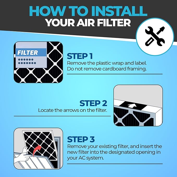 16x25x1 Air Filter MERV 11 Activated Carbon — Pet Dander & Dust Defense, Pollen, Smoke, Allergy Protection — Electrostatic Pleated HVAC AC Furnace Filter Replacement (4-Pack)