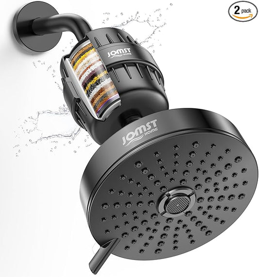 Filtered Shower Head COMBO – for Healthier Skin & Hair | 3 Mode High Pressure Shower Heads with 25-Stage Filtration | Removes 99.947% Chlorine & Heavy Metals (Matte Black)