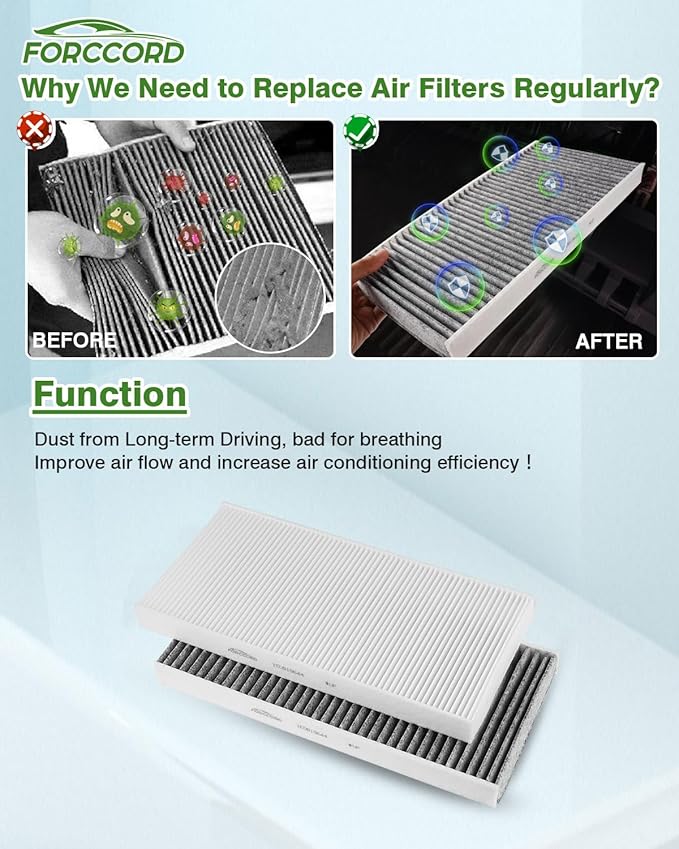 2-Pack HEPA Cabin Air Filter Fits for Volkswagen ID.4 2021-2026,Audi Q4 e-tron 2022-2025,2025 Volkswagen ID. Buzz Activated Carbon Cabin Filter Replacement 1ED819644 1ED819653 VF4003 Car Accessories