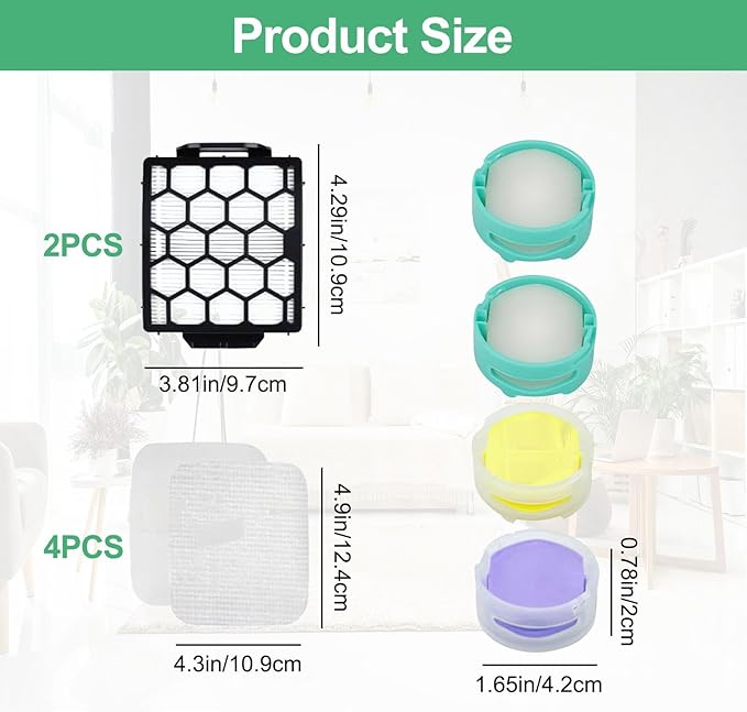 Alrens UV900 Replacement Filter Kit for Shark UV900 Performance Plus Lift-Away Upright Vacuum, Includes 2 Filters, 4 Foam & Felt Filters & 4 Odor Neutralizer Cartridges