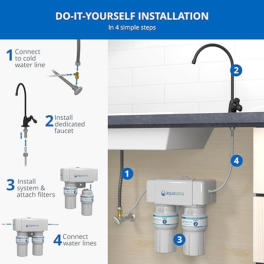 Aquasana Under Sink Water Filter | 2-Stage Filtration | Reduces up to 99.99% of PFAS, Lead, Chlorine, Cysts, & More | Under Counter Drinking Water Filter | Oil-Rubbed Bronze Faucet | AQ-6200-ORB