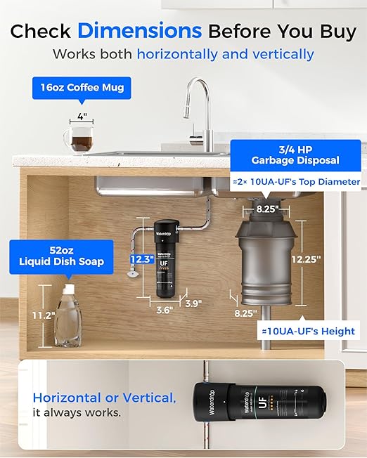 Waterdrop 10UA-UF 0.01 μm Ultra Filtration Under Sink Water Filter System, 1 Year, Reduces Lead, Chlorine, Bad Taste & Odor, Connects Directly to Your Faucet