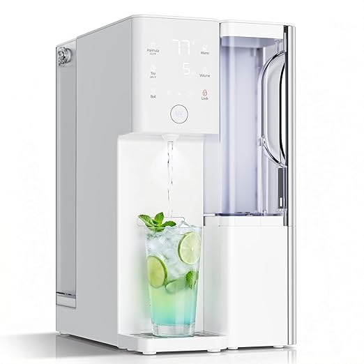 Reverse Osmosis Water Filter Countertop 5 Stage RO System, Hot & Cold Water Dispenser, 4:1 Pure to Drain, TDS Display & Filter Life, No Installation Portable RO Water Purifier for Home