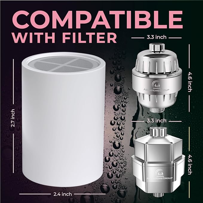 AquaHomeGroup Vitamin C E and A Shower Filter Cartridge with Rose Aroma - Reduces Chlorine and Chloramine - Supports Skin and Hair - Fits 15 and 20 Stage Filters