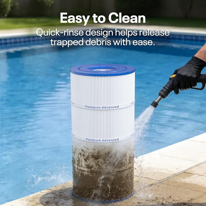POOLPURE PLFPCC60 Pool Filter Replaces Pentair CCP240, PCC60, Ultral-A4, Unicel C-7469, R173572, 178569, Filbur FC-1975, Clean and Clear Plus 240, L x OD:14 1/8"x7", 4 X 60 sq. ft. Filter Cartridge