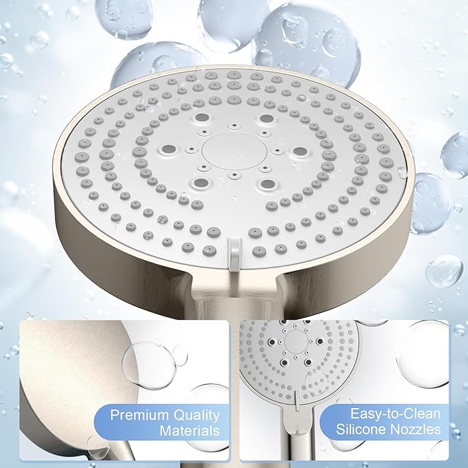 OFFO Filtered Shower Head with Hose, 20 Stage Shower Head with Filters with 60" Stainless Steel Hose, 4” Face High Pressure 6-Mode to Remove Chlorine, Brushed Nickel