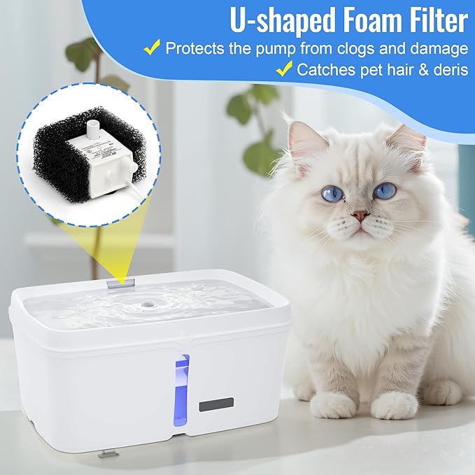 Enhon 20 Pack Foam Filters Replacement for Pet Fountains Compatible with Petsafe Viva 64oz & 140oz, Cat Dog Drinking Water Fountain Sponge Filters for Debris Removal, Pump Protection & Filtration