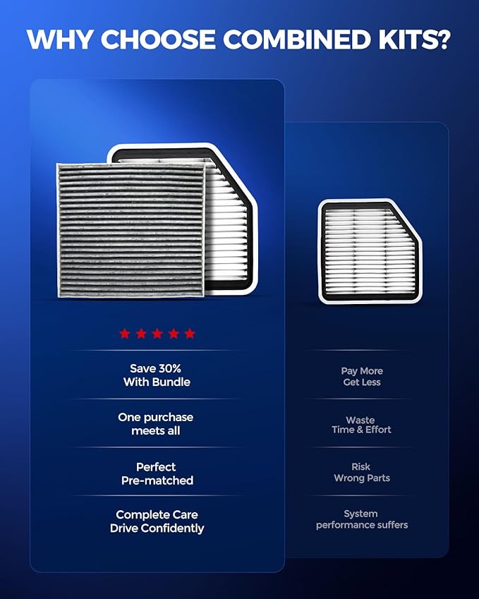 KAX Engine & Cabin Air Filter Kit, Replacement for Lexus IS250 2006-2013, GS350 2007-2011, IS350 2006-2013, GS430 2006-2007, Replace# CA10347 CF10285